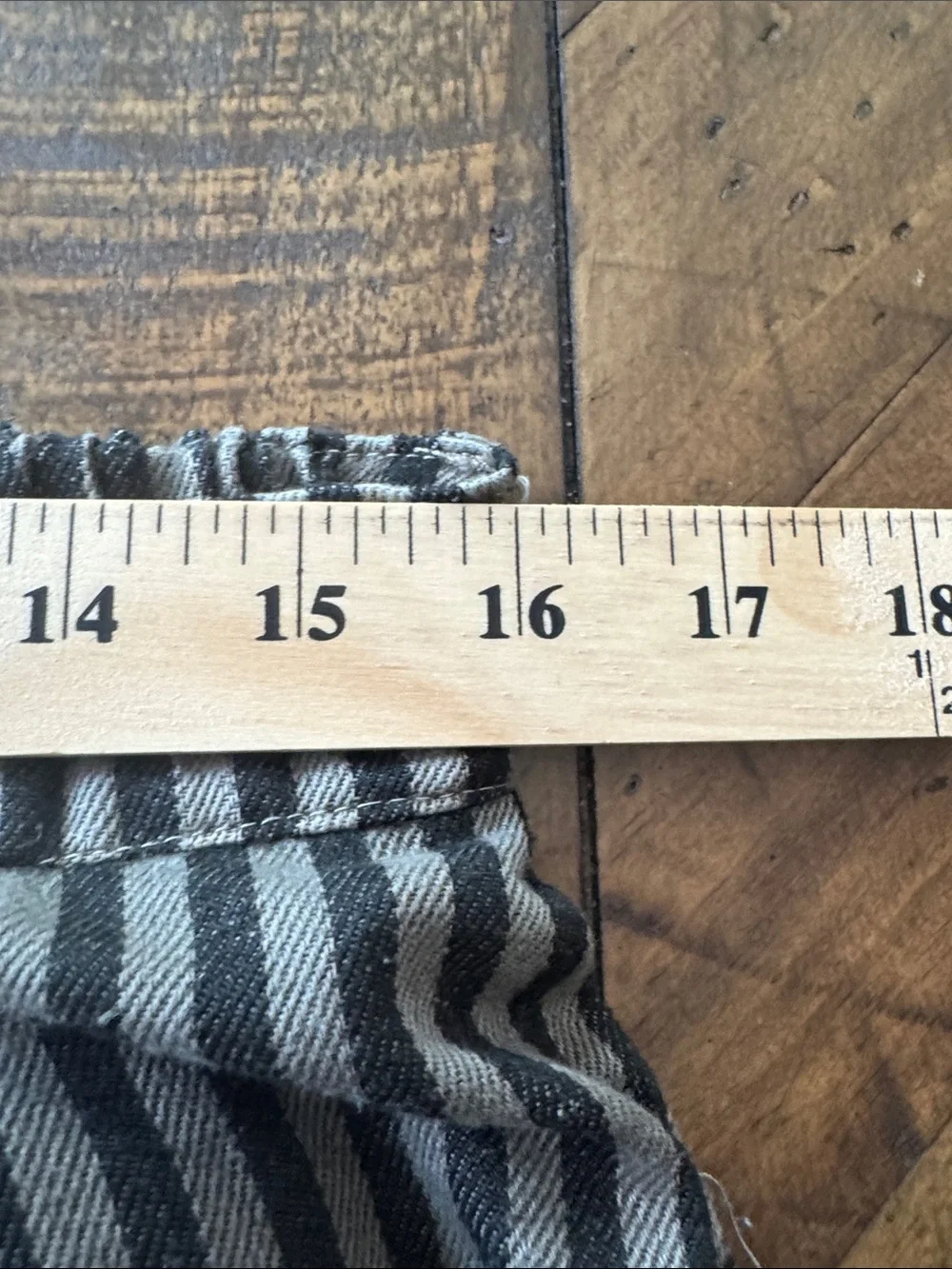 NWT Blue Velvet Striped Patchwork Pants in Black and Gray - Picture 9 of 14